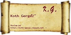 Koth Gergő névjegykártya